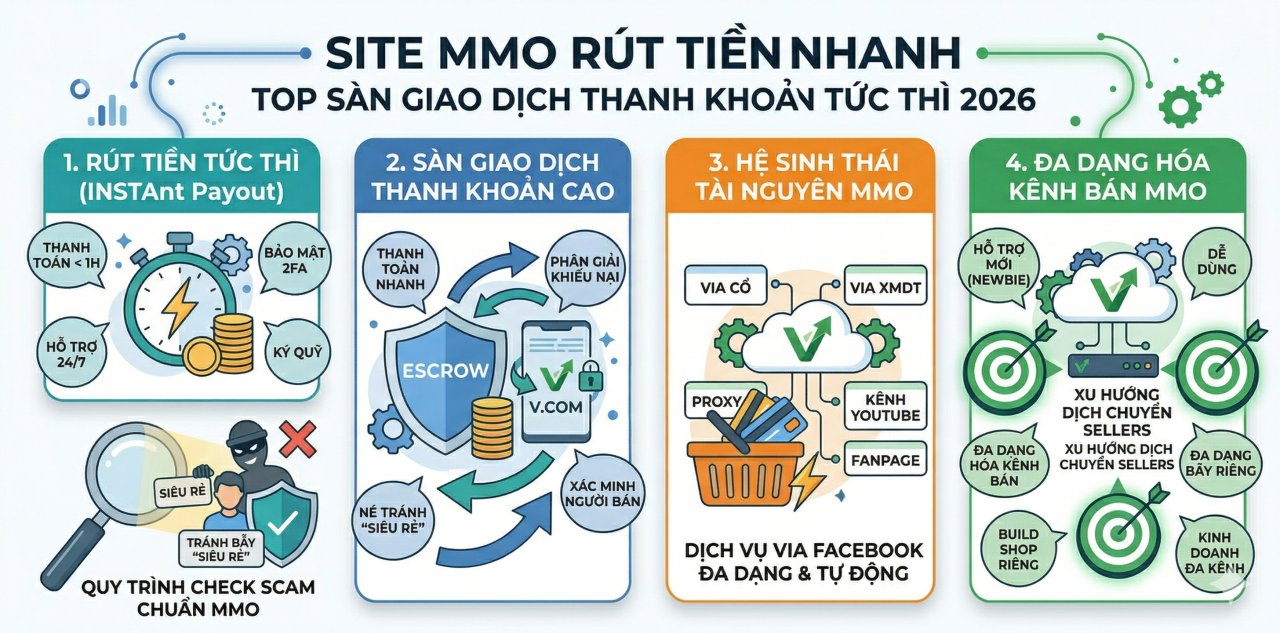 Site MMO nào rút tiền nhanh? Top sàn giao dịch thanh khoản tức thì