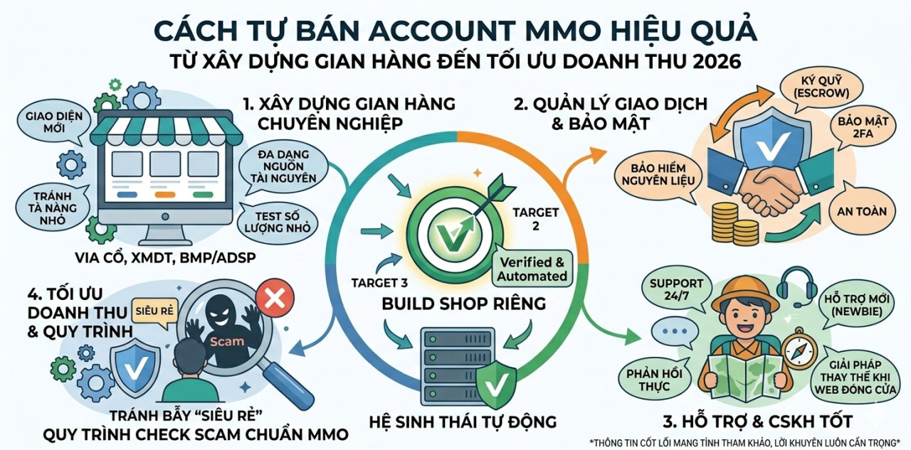 Cách tự bán account MMO hiệu quả: Từ xây dựng gian hàng đến tối ưu doanh thu