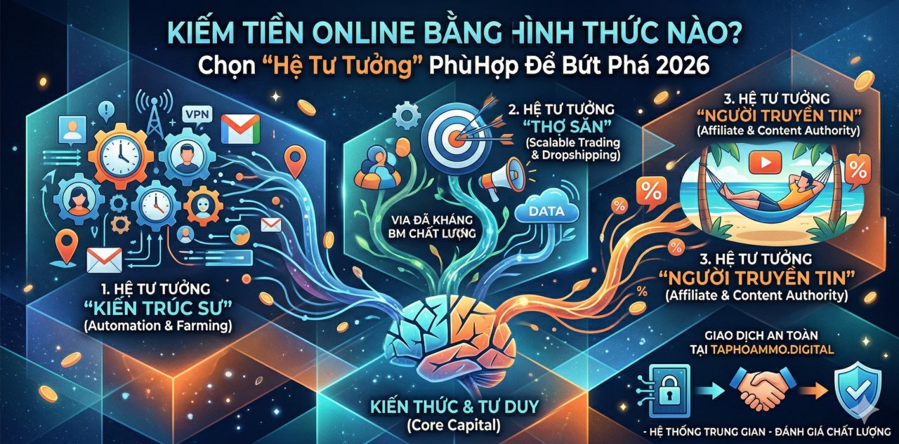 Kiếm tiền online bằng hình thức nào? Chọn "Hệ tư tưởng" phù hợp để bứt phá 2026