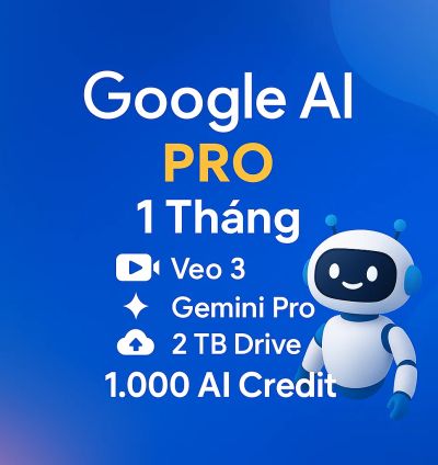 Nâng Cấp Google AI Pro – 1 tháng (Gemini Pro, 2TB Drive, AI Credit)  - Cho Tài Khoản Mới